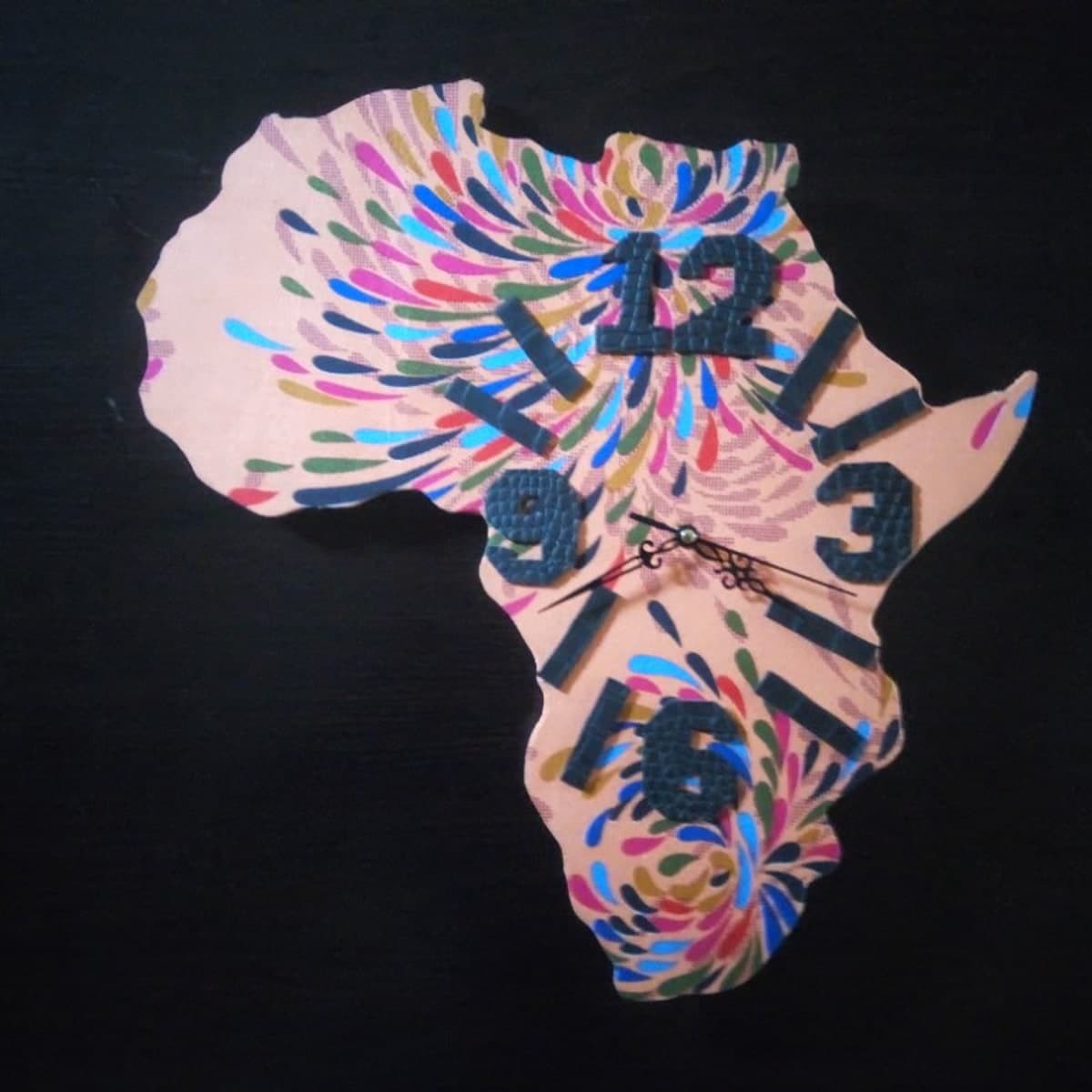 Africa-shaped handmade wall clock